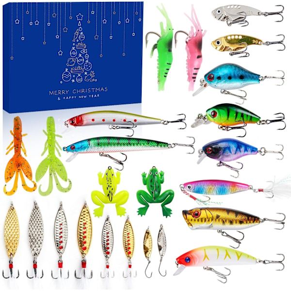 Adventskalender, Julfiskeutrustning Blind Box Fiskebeten, Fiske Adventskalender Deluxe Predator Adv Style 39