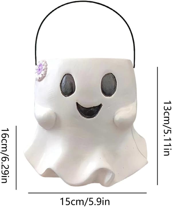 1 stk. Spøkelsesbøtte - Godteribøtte | Gotisk bøtte | Harpiksstatue Halloween Spøkelsesgodteribøtte | Halloween-bøtte