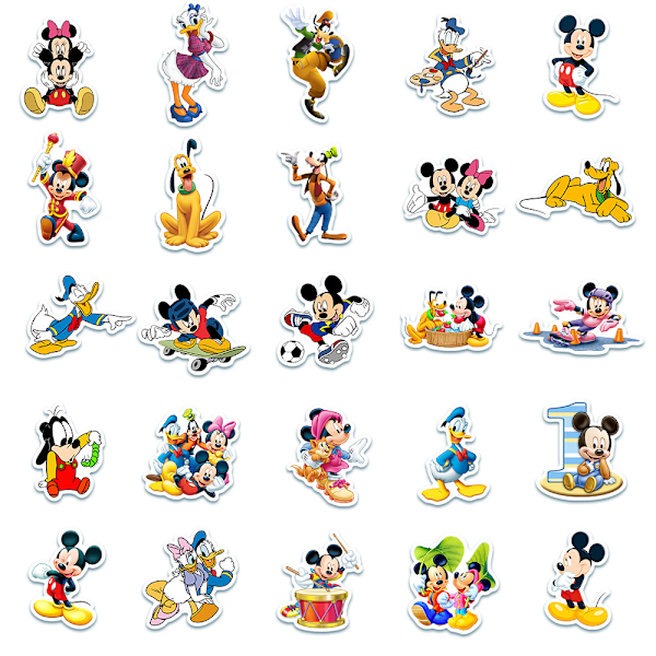 50 klistermærker - Mickey Mouse - Disney - Tegneseriefigur - Flerfarvet