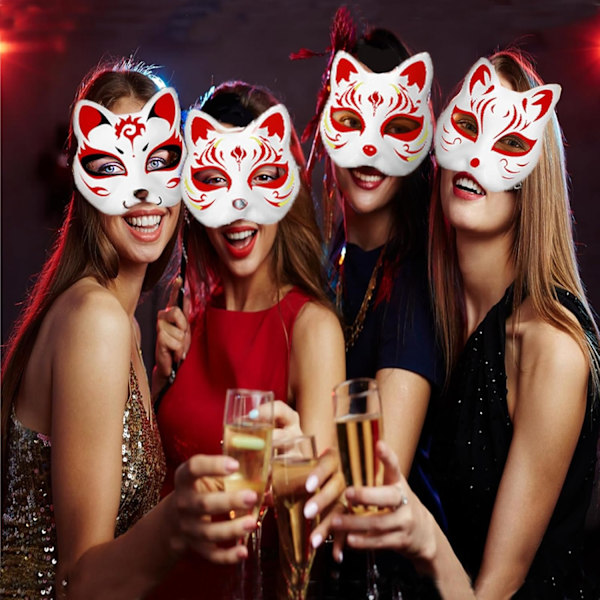 3 stk. Hvite Kattemasker Blank DIY Halloween Masker Dyre Halvmasker Maskerade Cosplay Party