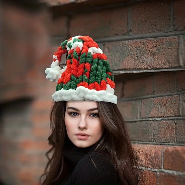 Christmas hat, handmade knitted hat, winter hat soft casual warm knitted Christmas hat