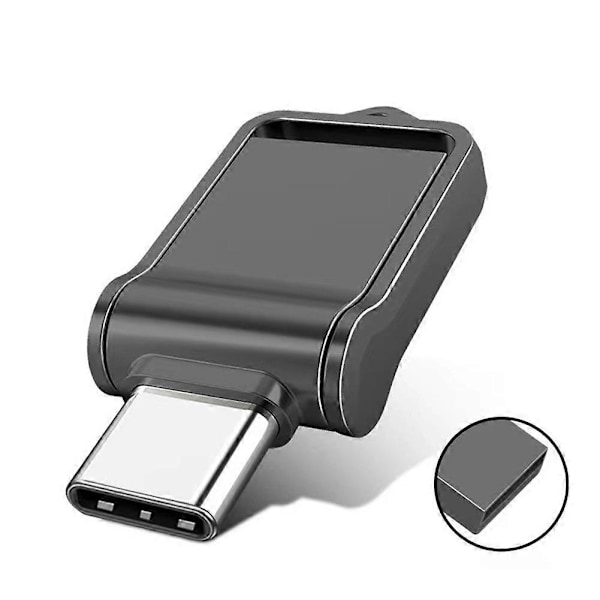 Mini Metal Type C USB Flash Drive Holdbar Bærbar Pendrive til Tablet Telefon Sølv