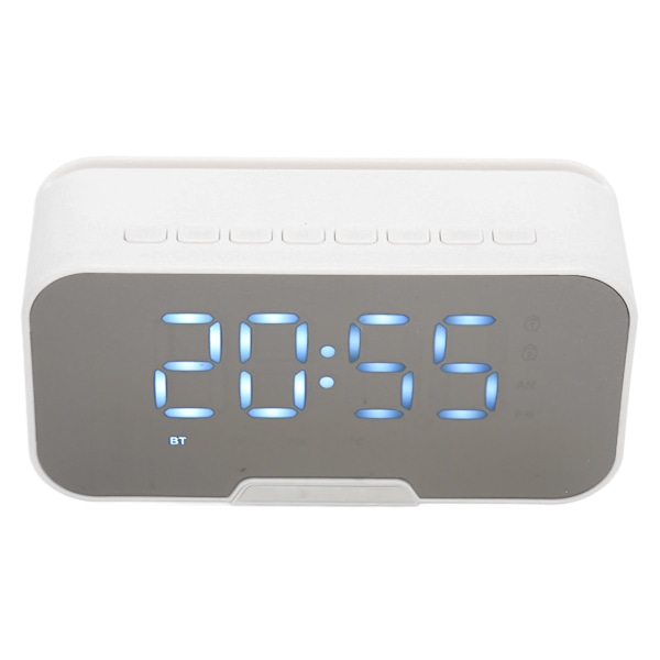 Bluetooth-högtalare med digital väckarklocka, temperaturvisning, röstmeddelanden, FM-radio, spegelväckarklocka, vit 0.4