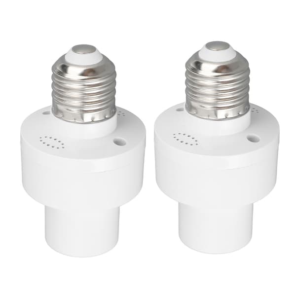 2 pcs Smart Light Socket Wireless Voice Control E27 Screw Port 100V-250V White