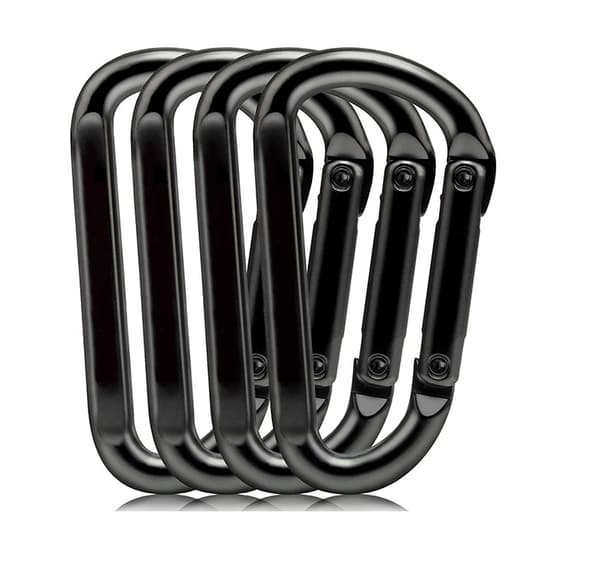 4-pak D-formede karabinhager 8x4cm Sort jern nøgleringclips til camping vandretilbehør