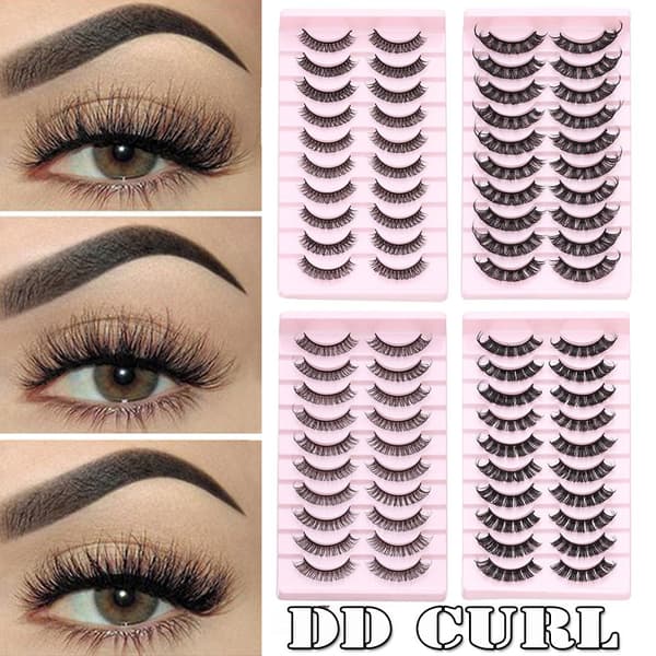 10 paria 3D Mink DD Curl -venäläisiä tekoripsiä TK01