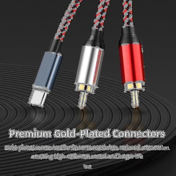 USB-C - 2 RCA -äänikaapeli, Type C -uros - 2 RCA -uros -äänikaapeli tabletille, kaiuttimelle, vahvistimelle, televisiolle, 1 m