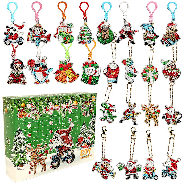 Advent Calendar 2024 24 Days Christmas Countdown DIY Diamond Painting Keychains DIY Kit Surprise Gifts