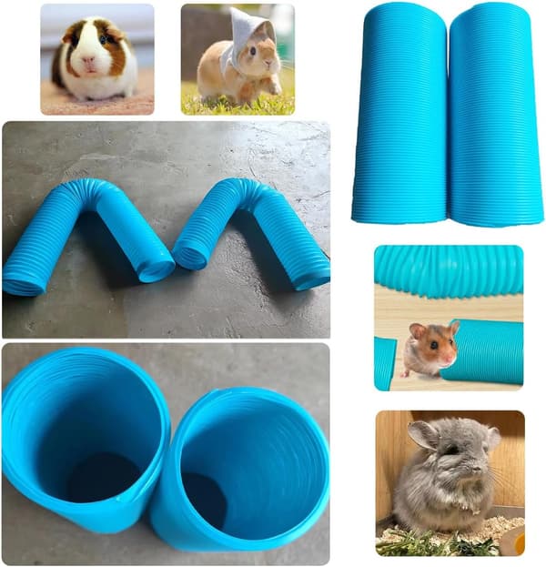 Vikbar Hamstertunnel Träningsleksak För Små Djur Blå 2-pack