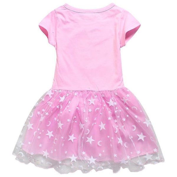 Lilo & Stitch Tryckt Klänning Barn Flickor Kortärmad Klänning Kjolar Födelsedagsfest Cosplay Kostym 3-10 År Rosa{HH} Pink 9-10 Years