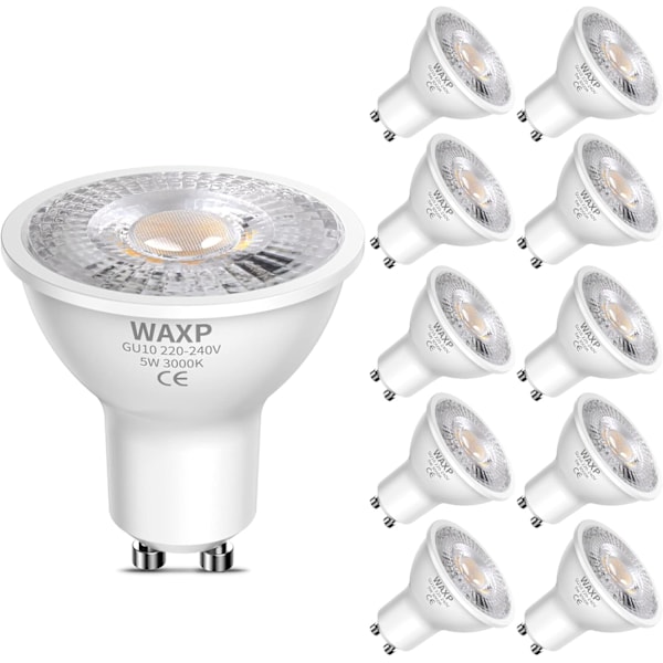 LED Spotlight Lampor Varmvit 5W, 3000K, 365lm, Flimmerfri, Energisparande Lampor Motsvarande 40-50W GU10 Halogen Spotlight Lampor 10-pack{hh} Warm White