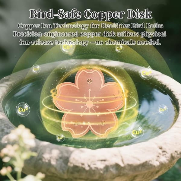 1/2-pack Bird Bath Copper Disc – 99.99% Pure Copper Cleaning Disc for Clean Water, Triple-Point Support, Fits All Bird Baths 1-pack