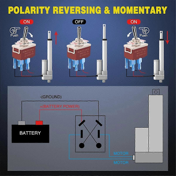 4-Pin Omvänd Polaritet Vippströmbrytare 2st 12V Momentan Vippströmbrytare 30A På Av På DPDT 3-Positions Vattentätt Skydd