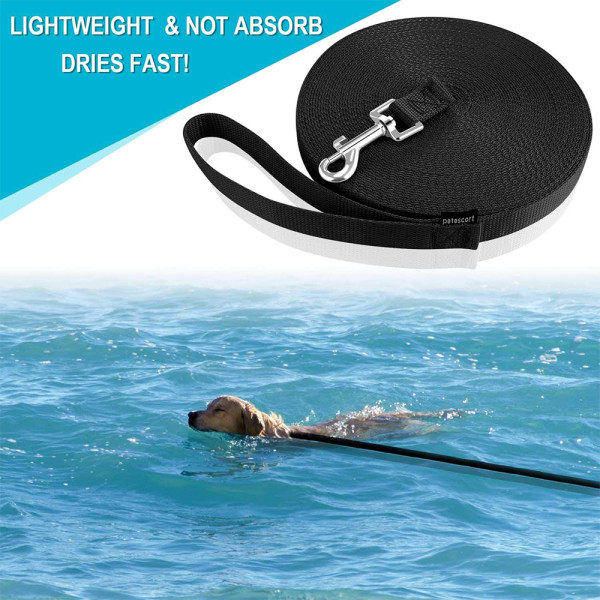 CQBB Treningsline for små til mellomstore hunder, hundebånd for hund/valp for lydighetstrening, tilbakekalling, camping - Svart 10*2M