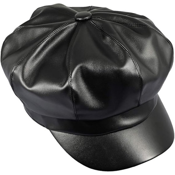 Sportmusies 8-panels Newsboy-kepsar för kvinnor, PU-läder Cabbie Painter-hatt Gatsby Ivy Basker