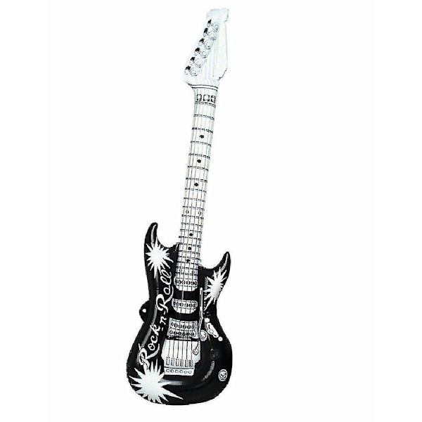 2x Hvid Sort Oppustelig Guitar Disco Oppustelig Kostume Fest Rekvisit Musikalsk{HH}