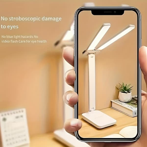 LED Dobbelt-Hoved Multifunktionel Sammenklappelig Skrivebordslampe til Studerende, Læselampe til Kollegieværelse, Touch Kontrol Plug-In Natlampe, Sengelampe Double headlights
