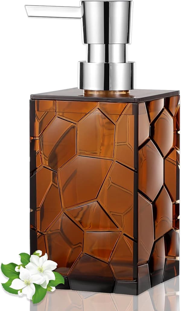 Transparent Akryl Tvåldispenser 320ML För Badrum Kök Inredning Universitetshem Brun 16x7cm