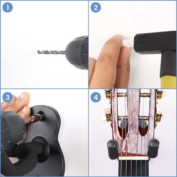 2-pack gitarrväggfästen - Metallväggkrokar för akustisk elbas - Instrumentdisplay och förvaringshållare