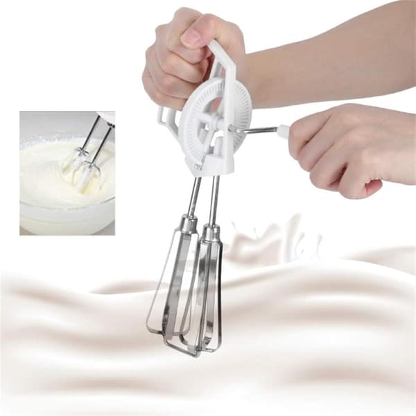 Håndmixer i rustfrit stål til flødeskum og kagebagning, hvid køkkenmixer, stavblender
