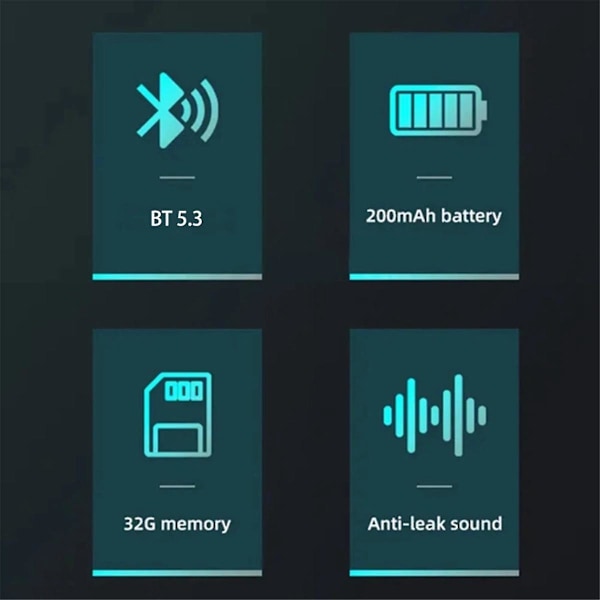 Luujohdekuulokkeet Bluetooth Langattomat IPX8 Vedenpitävät MP3 Hifi Mikrofoni Kuulokkeet Uintiin (Musta)