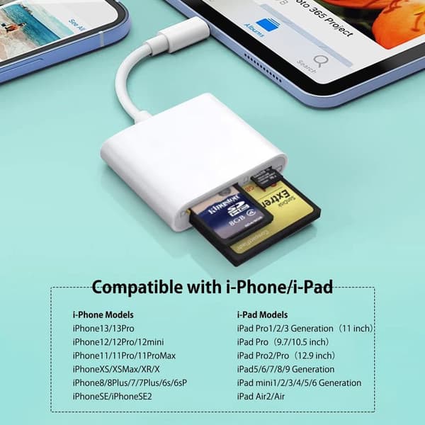 CF SD TF Lightning-kortleser Adapter Universell kortleser for Apple