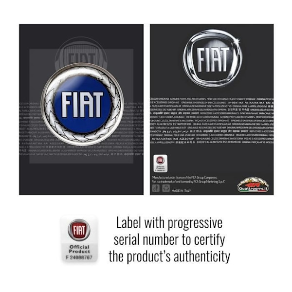 3D-sticker - Fiat - Officiell logotyp - Blå - Diameter 40 mm - Bil