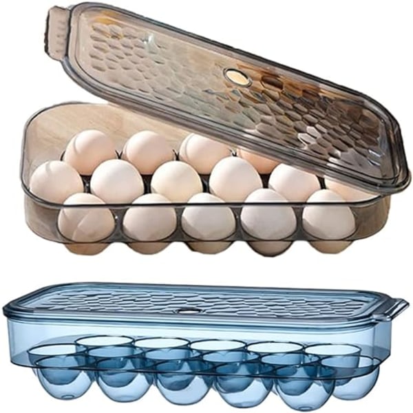 Set med 2 ägglådor i plast, stapelbar äggförvaring, kylskåp