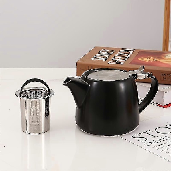 Autentisk japansk keramisk tekande | Rustfrit stål si | Elegant og funktionel til eftermiddagste {HH} Matte Black