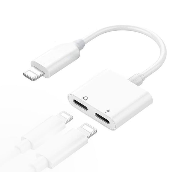 2-pak 2 i 1 iPhone iPhone 13/12/11/ Xs/Max/X/8/7/6/5 Dobbelt Lightning Adapter / Splitter{HH}