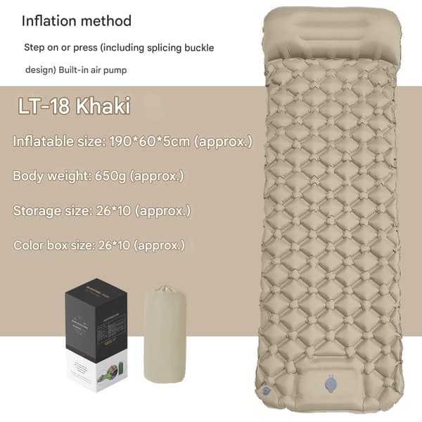 Self-Inflating Camping Mattress: Thick Lightweight Single Camping Mattress Inflatable and Connectable Double Camping Mat and Compact Inflatable Khaki