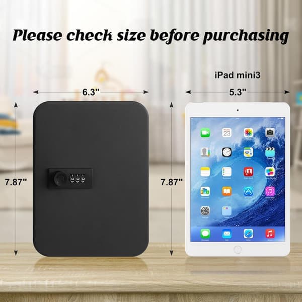 Key Storage Box with 20 Keys and Combination Lock, Wall-Mounted Key Cabinet with Combination Lock, 20 x 16 x 7.5 cm, Black