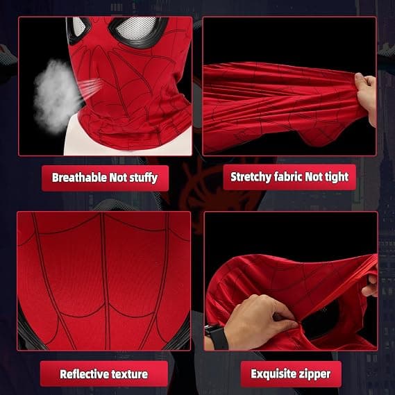 Spider-Man 1:1 Remote Control Elastic Mask with Movable Eyes for Cosplay (Chin Control)