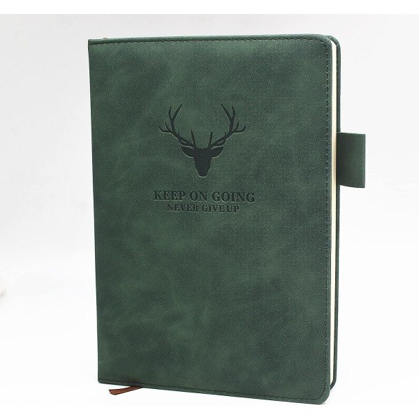 A5 Anteckningsbok - Exekutiv anteckningsbok med hårt omslag och premium tjockt papper, kollegieblock med rutnät, 21 cm × 14,7 cm, 360 sidor (Grön)