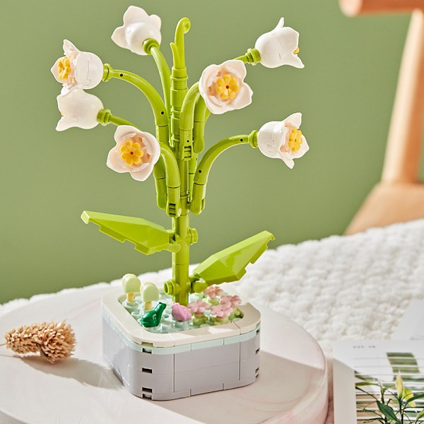 Rakennuspalikat Kukat Säilötyt kukat Ruusut Ystävänpäivälahja Kimppu Kokoamislelut Bouquet-Lily of the Valley