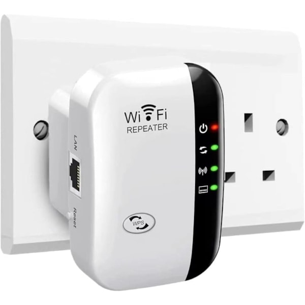 WiFi-forsterker 2024, WiFi-forsterker, WiFi-repeater, Dekning opptil 3000 kvm, Koble til 45 enheter, Internett-forsterker Hvit