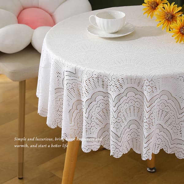 Vit rund spetsduk Elegant bordsdekoration för hemmet Diamond Flow Diamond Flow Diamond Flower Round Diameter 100cm