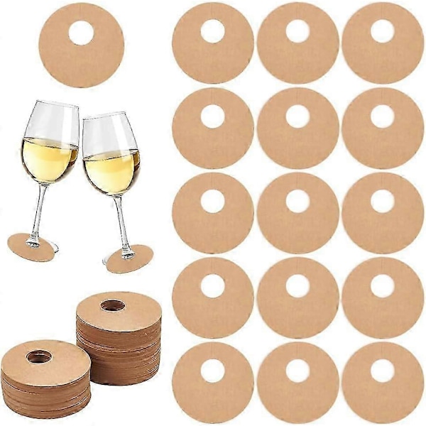150 stk. Papir Vinglas Markører 7 cm Blanke Runde Glasetiketter Drikke Navneetiketter Naturfarvet/hvid Engangs Vinmærker Drikke Charm DIY Identifikation