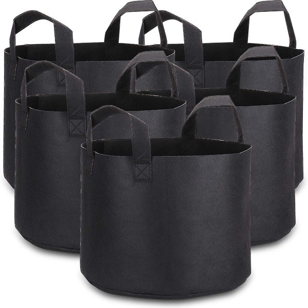Hemma 5 Gallon Odlingspåsar med Växtetiketter, 5-Pack Tjockt Tyg{HH}