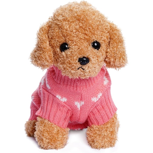 Hjerte Strikket Hundegenser Valpesweater Varmt Myk Kjæledyrklær for Små Katter og Hunder (Rosa, L) Rosa Pink L