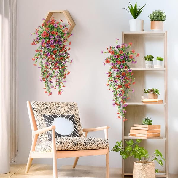 Kunstige hængeblomster 2-pak silkemargueritter med eukalyptus til haven red