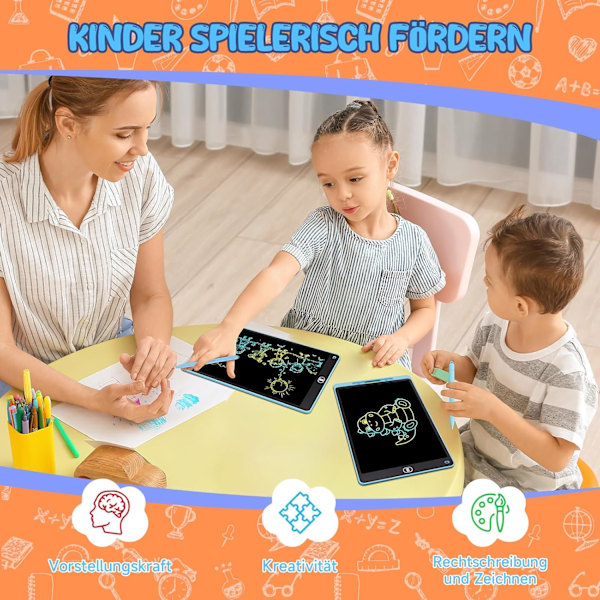 Fargerikt LCD Skrivebrett for Barn, 30cm Gjenbrukbart Tegnebrett, Reisegave{HH} Blue, Blue