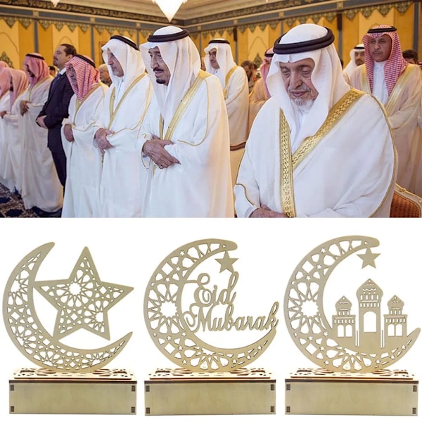 stk Ramadan Lanterne LED Tre Måne Stjerne Lys Dekorasjon Ramadan Eid Hjem Dekor Ramadan Dekorasjon