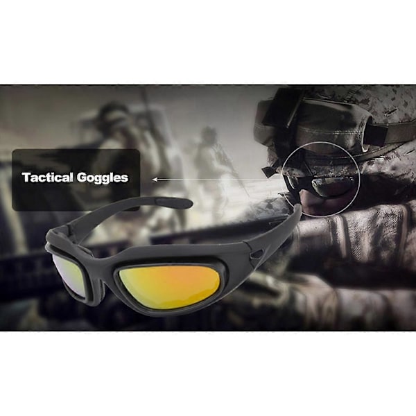 Polariserade UV400 Taktiska Glasögon C5 Skytteglasögon 4 Lins Kit Utomhus Sportglasögon