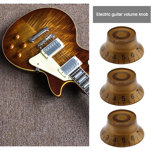 4 st Gitarrkontrollknappar Volym Ton Hastighetsknappar 6mm Gitarrbas Top Hat-knappar för Elektrisk Gitarr Musikinstrument Tillbehör Akryl Brun
