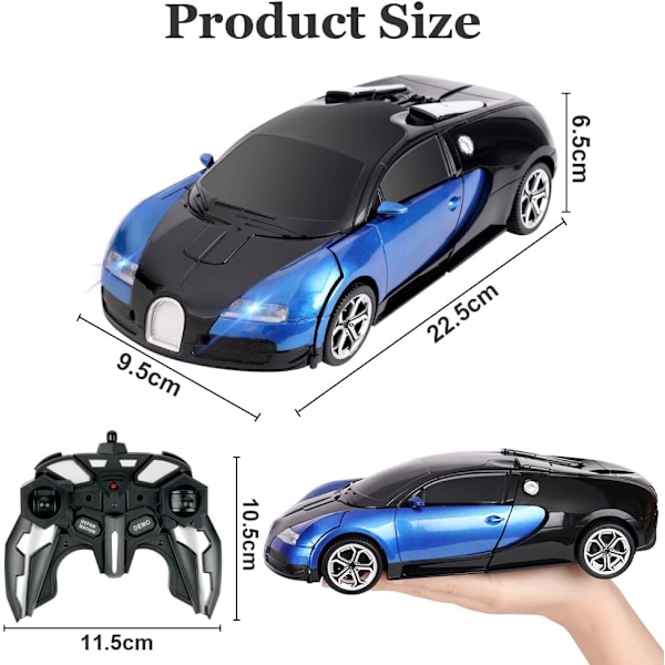 Fjernstyrt bil, 1:18 Transformerende leker Fjernstyrt transformerende bil, 2-i-1 Transformerende robotleke med 2,4 GHz fjernkontroll