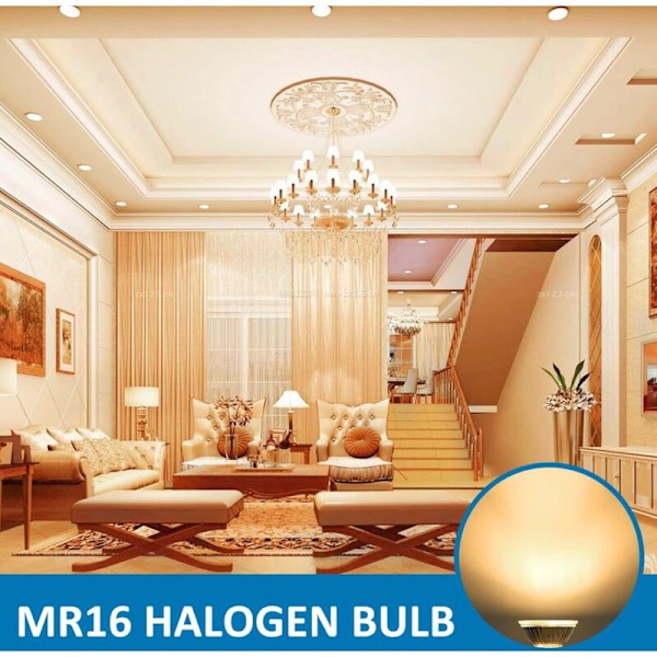 Halogeenilamppu GU5.3 35W 12V, 400lm Lämmin valkoinen 2700K Himmennettävä, MR16 Halogeenispottilamppu, 6 kpl