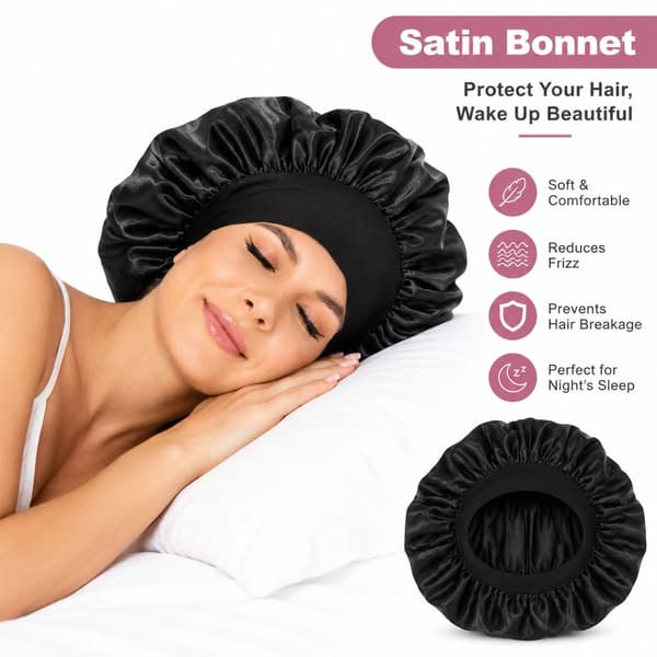 Satin-hårmössa 4-pack – Justerbar sovmössa med elastiskt band – Mjuk och bekväm satinmössa för kvinnor