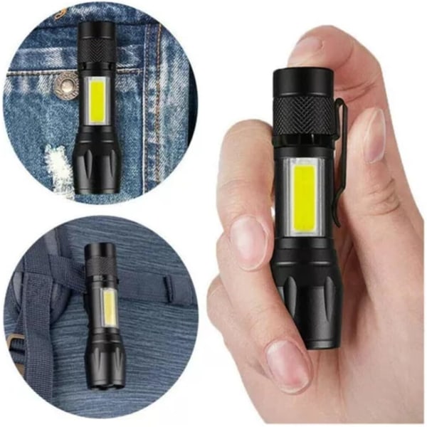 Mini Tactical LED-ficklampa Superstark Aluminium USB Uppladdningsbar
