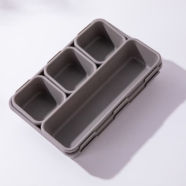 Låda Organizer Boks Bakker Kosmetik Diverse Rumdeler Holder Lysegrå Black